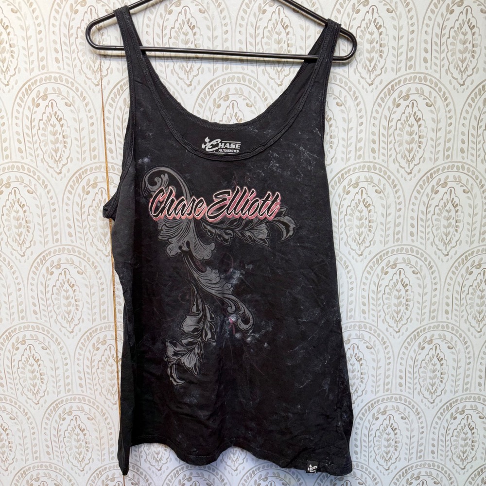 Chase Authentics Tank Top Womens 2X Black NASCAR Chase Elliott #9 Acid Wash